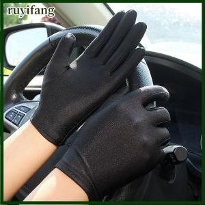 ruyifang ถุงมือผู้หญิงสำหรับฤดูร้อนครีมกันแดดถุงมือขับรถผ้าฝ้ายบางสีทึบกันลื่นระบายอากาศ