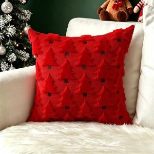 FXUP Thêu Vỏ gối trang trí Cây thông Noel 18x18 inch Vỏ gối 3D Vỏ gối có họa tiết nổi Bữa tiệc ngày lễ