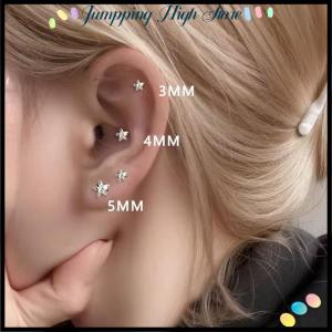 【Jumpping】 ต่างหูเจาะรูปดาวสแตนเลส316L สำหรับผู้หญิงเทรนด์ zircon lobe rook กระดูกอ่อนหูเครื่องประดับร่างกาย