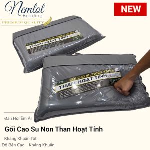 🎋MẪU MỚI🎋 Gối Nằm Cao Su Non Than Hoạt Tính Kháng Khuẩn Bền Đàn Hồi Không Xẹp Lún _Nemtot Bedding