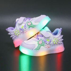 LUCKIDS Kuromi Induction Led shoes for kids girl light up rubber shoes for kids baby shoes 21-30