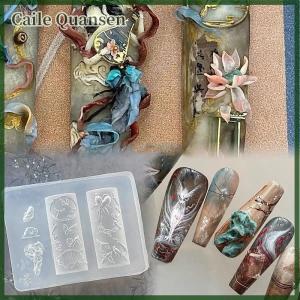 Caile แม่พิมพ์เล็บซิลิโคนแบบทำมือ3D เก้าหางจิ้งจอกสามมิติตกแต่งเล็บสร้างสรรค์แม่พิมพ์เล็บใส