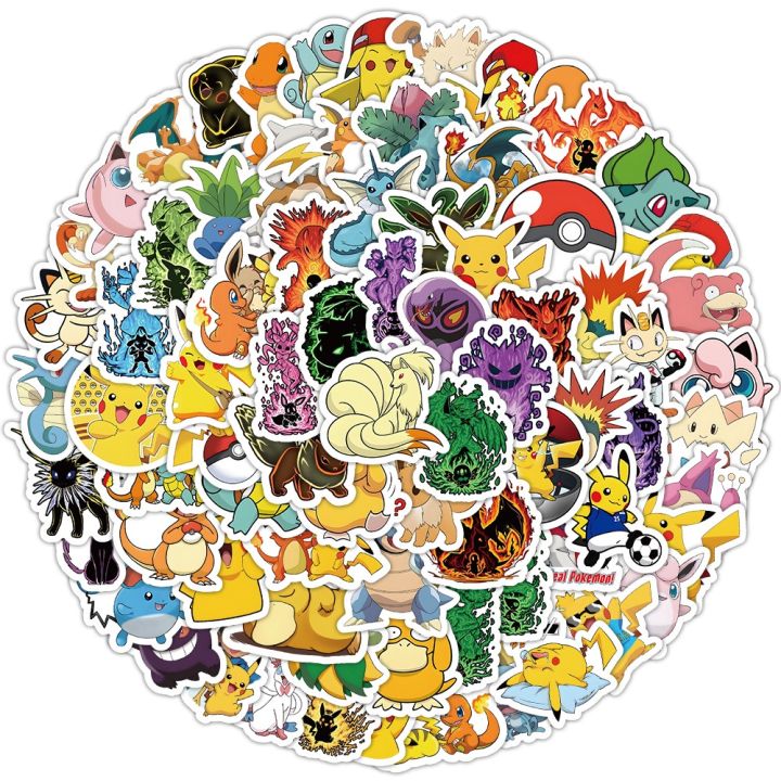 100PCS Cartoon Anime Pokémon Pikachu Graffiti Stickers for Helmet ...