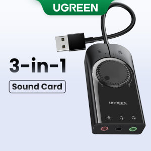UGREEN USB External Stereo Sound Adapter Sound Card 15cm Black for PS5 PS4