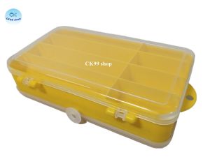 กล่องอุปกรณ์ตกปลา กล่องใส่เหยื่อปลอมเปิดได้ 2 ด้าน ( 18x10x4.5 cm ) กล่องเก็บเหยื่อปลอมแบบพกพา กล่อง 2 ฝา กล่องใส่เหยื่อ กล่องเอนกประสงค์