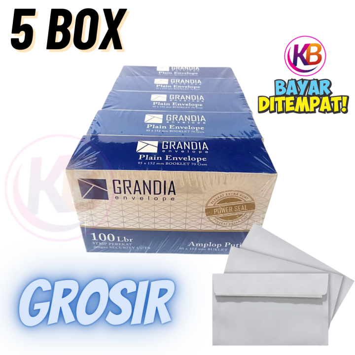 Grosir...! Amplop Grandia Polos Putih+lem (100 Lbr/box) - Amplop Putih (5 box) - Keep Blessing