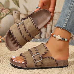 Free Shipping Plus-Size Thick-Soled Buckle Sandals For Women 2026 Summer New Style Outdoor Platform Beach Sandals