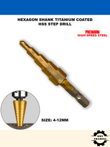 HSS Step Drill Bit Titanium Coated Hex Shank Cone Drill