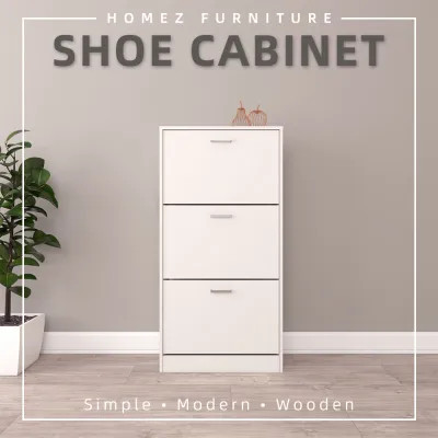 Homez Shoe Cabinet 2&3 Compartment Large Storage shoe cabinet wooden shoe rack cabinet shoe rack wooden organizer shoe cabinet organizer on sale shoe rack wooden organizer With Door Kasut Rak Kasut Bertutup - 3000 / 3001