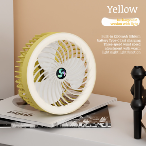Outdoor Portable Electric Fan with Hook USB Rechargeable Ceiling Fan Wall Mounted Mini Desktop Fan 360° Rotation Silent Fan