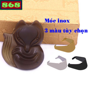 Mặt dây chuyền hồ ly 4 cm x 4.6 cm ( size lớn ) đá obsidian kèm móc inox - mặt dây chuyền phong thủy hồ ly thạch anh khói