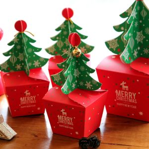 CUNXIN 10 Pcs Paper Christmas Tree Candy Box Large Capacity DIY Gift Packaging Box Party Supplies Eco-friendly Christmas Gift Box Kids