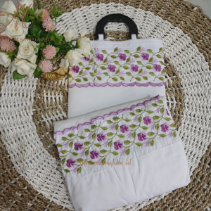 MALIKA - Mukena Dewasa Potongan (Umroh dan Haji) Berlengan Katun Premium Full Bordir mewah