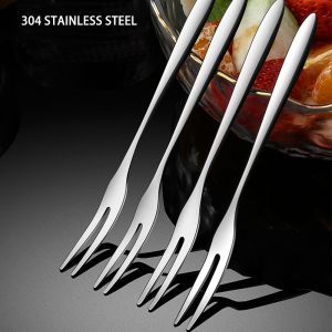 Brightbling 20 PCS Stainless Steel Mini Fork Kitchen Household Fork Mini Fruits Desserts Cakes Fork