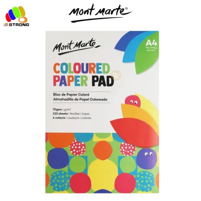 Mont Marte Coloured Paper Pad A4 120 Sheets 70gsm