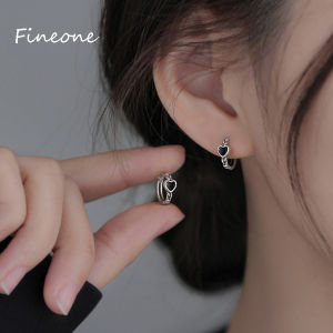 Unique Black Love Earrings 925 Sterling Silver Heart Shape Earrings for Women Elegant Party Jewelry