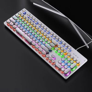 Retro Punk Mechanical Keyboard Blue Black Brown Switch 104 Keys USB Wired Gaming Keyboards RGB Backlit For PC Laptop Gamers2026