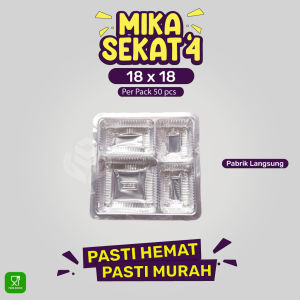 Mika 18X18 Sekat 4 Mika Box Nasi 18x18 (Isi 50 Pcs-OMK184)
