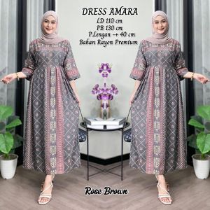 Dress daster amara etnik sleting busui terbaru 3/4 kain tebal dua ukuran