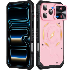Rugged Armor Slide Window Protection Case For iPhone 18 17 17E 16E 16 15 Pro Max Plus Magnetic Ring Holder Stand Bumper Cover