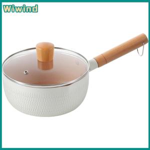 Non-Stick กระทะพร้อมฝาปิดทำอาหารหม้อ Pour Spout & ไม้ Handle ซุปหม้อหม้อก๋วยเตี๋ยวสำหรับก๋วยเตี๋ยวซุปนมร้อน