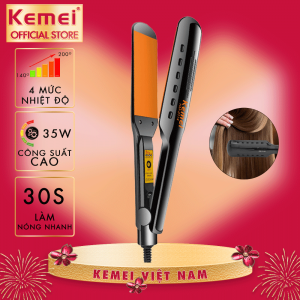 Máy duỗi tóc Kemei KM-3114P điều chỉnh 4 mức nhiệt sử dụng được cho mọi loại tóc - Hàng chính hãng