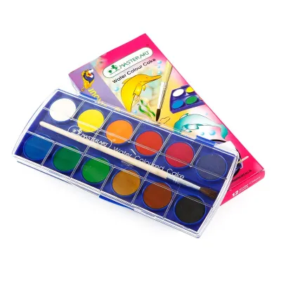 สีน้ำก้อน 12 สี / 24 สี กล่องพลาสติก ตรามาสเตอร์อาร์ต (Master Art) สีน้ำก้อนมาสเตอร์อาร์ต สีน้ำ 24 สี water coloured cake สีน้ำระบาย สีน้ำก้อนตลับ