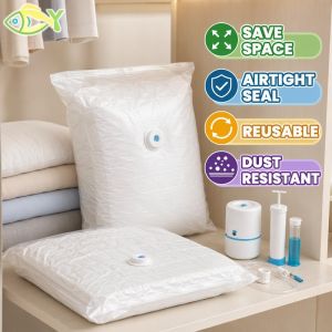 Vacuum Storage Bags Space Saver Reusable Clothes Dust Cover Extra Large Thickened Printed Peva Waterproof Dustproof For Bedding