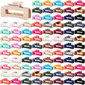 Hoteam 36 Pcs 4.1 Inch Large Hair Claw Clips Bulk Rectangular Big Hair Claws Matte Nonslip Banana Clip Strong Hold Plastic Barrettes for Women Gifts Accessories 18 Colors