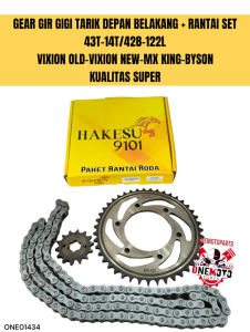 GEAR GIR GIGI TARIK DEPAN BELAKANG PLUS RANTAI SET 43T-14T/428-122L VIXION OLD NEW KUALITAS SUPER