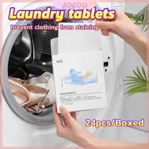 Jozoo 24pcs Laundry Tablets Washing Powder Soap Color Protection Anti-Color Laundry Liquid Paper