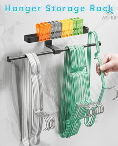 [SG Seller]Hanger Storage Rack Bathroom Towel Racks Toilet Paper Holder Wall-mounted Drying Racks for Balcony Bedroom
