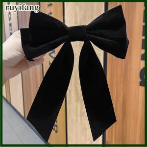 ruyifang กิ๊บติดผมรูปโบว์กำมะหยี่หรูหราสำหรับผู้หญิงกิ๊บติดผมหางม้าผูกโบว์กิ๊บติดผม