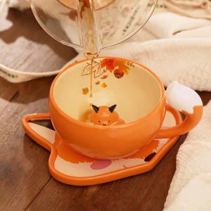 Starbucks Mid Autumn Forest Maple Leaf Cute Fox Mug Fox Tail Dish Set Coffee Mug