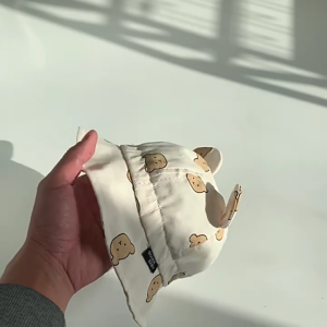 Toddler Bucket Hat Fashion Windproof Spring Hats Sun Protective Summer Bonnet Hat Skin Friendly Baby Beach Visor-Hats