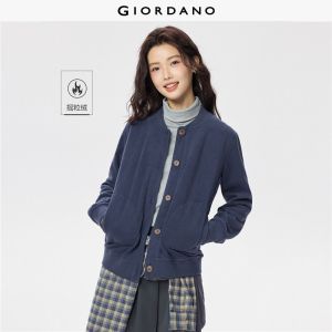GIORDANO Women Jackets Polar Fleece Soft Warm Jackets Baseball Collar Button Closure Urban Fashion Casual Jackets 13375784