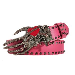 Thắt lưng eo có thể điều chỉnh Phong Cách Gothic với hộp sọ sắc sảo Họa Tiết Tim hoàn hảo cho trang phục dạo phố và buổi hòa nhạc