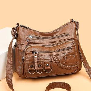 TI9P Pu Leather Purses High Quality Multi-pocket Crossbody Shoulder Bags Trendy Dacron Handbags