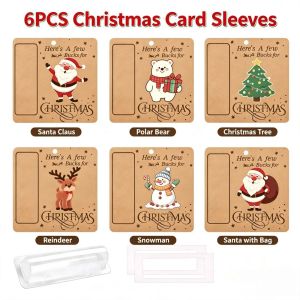 OKKFINE 6Pcs Santa Claus Cash Gift Holder Snowman Kraft Paper Xmas Tree Ornament Traditional Christmas Tree Decorations Christmas Tree Hanging Pendant for Holiday Party Scene