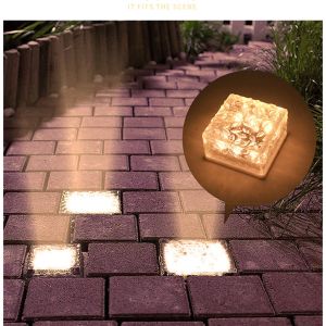 [SG SELLER]6LED Large Solar Ice Brick Buried Lamp Square Ice Brick Lamp Refers To Street Lamp Lawn Lamp Garden Courtyard Decorative Lamp