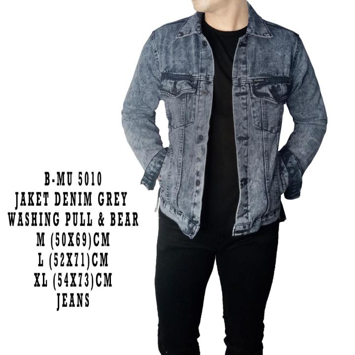 Jaket jeans pria pull and bear hotsell