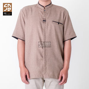 S&D PROJECT Baju Koko Muslim Bahan Madinah Warna Cokelat Jumbo M-4XL Untuk Pria Dewasa Lengan Pendek