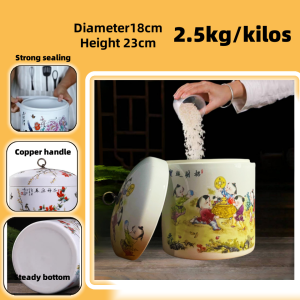 rice dispenser 5kg 10 kilos ceramic rice container kitchen food storage rice keeper jar with lid rice box