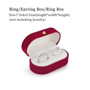[Fast Shipping] Portable Velvet Ring Box Double Slot Jewelry Packaging Case For Wedding Engagement Wedding Rings Earrings Storage