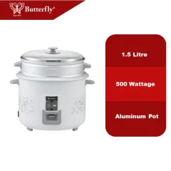 Butterfly Stainless Steel Straight Rice Cooker with Steamer 1.5L