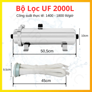 Bộ Lọc UF 2000L Màng Lọc PVDF Vỏ Inox 304 Lọc Nước Đầu Nguồn Nước Sinh Hoạt Gia Đình Nước Giếng Khoan