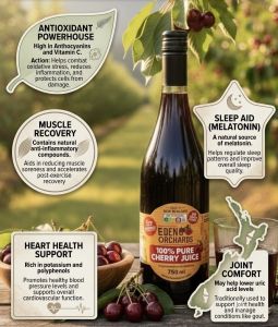 Eden Orchards 100% Pure Cherry Juice 750ml No Sugar Added