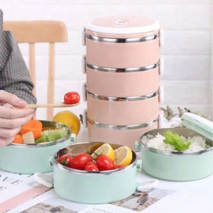 Hộp Cơm Giữ Nhiệt Văn Phòng Inox 4 Tầng Lúa Mạch - Cà Men Giữ Nhiệt 4 Tầng Siêu To Dung Tích 28L