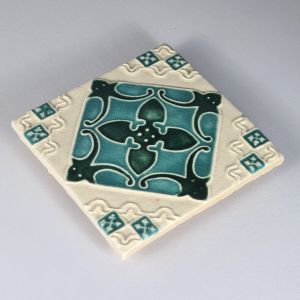 Keceramics Handmade Ceramic Tile Peranakan Pattern 2 (15.3 x 15.3 x 1 cm) Malaysian Melaka Traditional Ceramic Antique Tile Interior Design Home Wall Decoration Wall Art Wall Accent Heritage Series