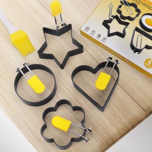 1 Set Fried Egg Model Non-stick Egg Ring Round Heart Star Flower Shaped Egg Mold Kitchen Cooking Accessories Cooking Gadgets